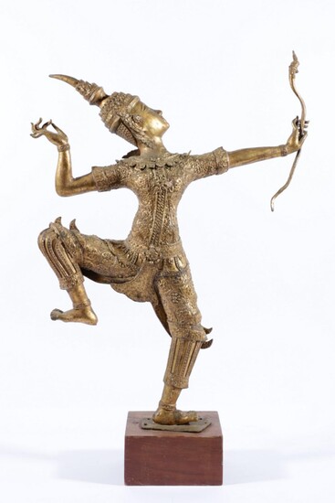 Thai Gilded Metal Sculpture of Prince Rama with Bow H:52cm
