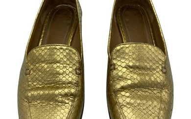 The Row Adam Mocassin Gold Watersnake Flat Shoes Size