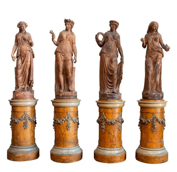 The four seasons. 18th century terra cotta statues…