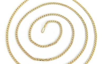 Thin Italian Curb Cuban Chain Necklace 14K Yellow Gold, 19.5 Inches, 3.74 Grams