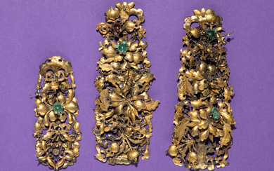 Three Gilt Silver Hair Jewelry Pieces