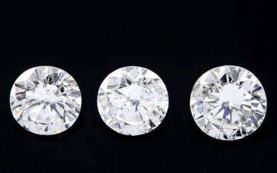 Three brilliant-cut diamonds, 0.51ct