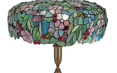 Tiffany style old slag glass table lamp