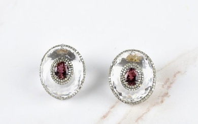 Tourmaline, Diamond and Crystal Earrings