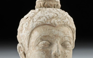 Tranquil 3rd C. Gandharan Stucco Buddha Head