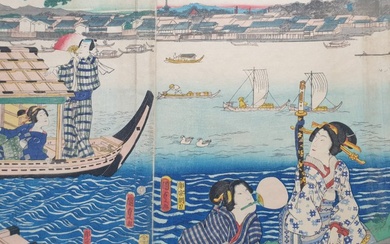 Mountain vapor 晴嵐 - From the series 'Eight Views Au Courant' 美多て八景の内 - False Genji 偐紫源氏姿 - 1861 - Utagawa Kunisada (1785-1865) - Japan - Tây Sơn dynasty (1778–1802)