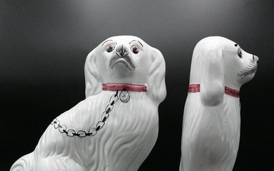 Two [2] White Glazed Porcelain Dogs Made in Portugal