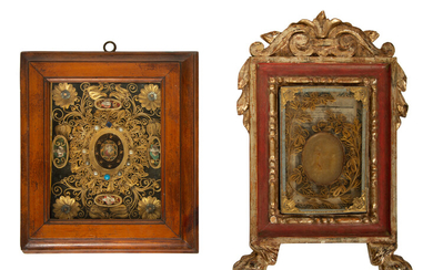 Two Framed Italian Saint Reliquaries