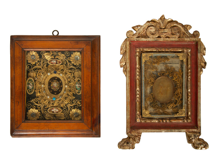 Two Framed Italian Saint Reliquaries