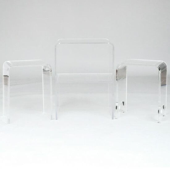 Two Millicent Zahn Small Lucite Telephone Tables on