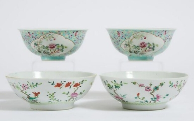 Two Pairs of Famille Rose Bowls, 19th Century and