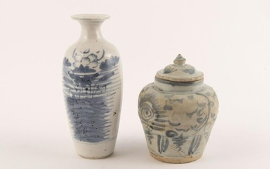 Two antique Asian blue and white porcelain vases