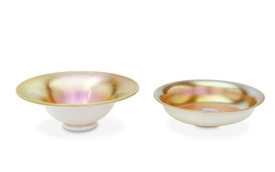 Two gold Steuben Aurene glass bowls