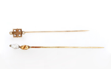Two gold tie pins, early 20th Century.