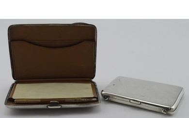 Two silver card cases,( both have their innards) hallmarked ...