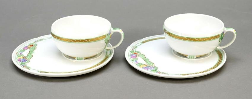 Two tea cups with saucer, KPM