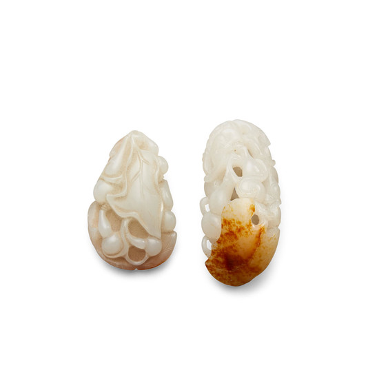 Two white jade double-gourd toggles