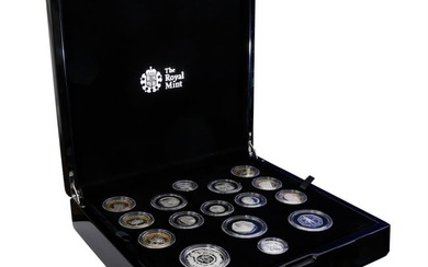United Kingdom, Elizabeth II AR 16 Coin Proof Set.