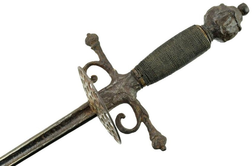 Unusual 17th C. Dish-Hilt Rapier Sword, French Spanish