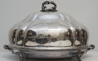 VICTORIAN SILVER PLATED MEAT DOME & WARMING TRAY