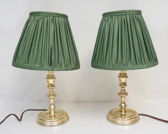 VINTAGE PAIR BRASS CANDLESTICK LAMPS