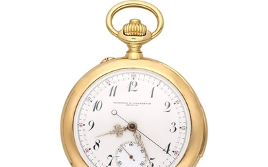 Vacheron Constantin A yellow gold open faced quarter repeating chronograph watch, Circa 1890
