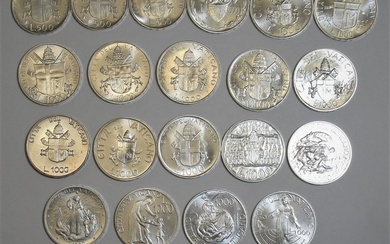 Vatican. Giovanni Paolo II (1978-2005). 500 Lire + 1000 lire serie completa 1979 - 2001 provenienti dalle divisionali FDC