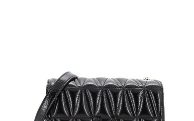 Versace Virtus Chain Flap Shoulder Bag Quilted Patent Small