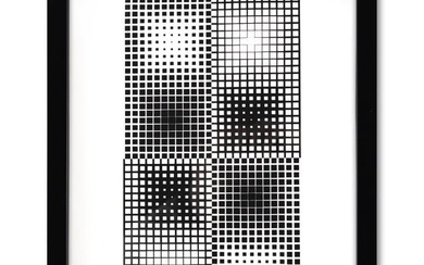 Victor Vasarely (1908-1997) "Binovae De La Serie Corpusculaires" Print Mixed Media