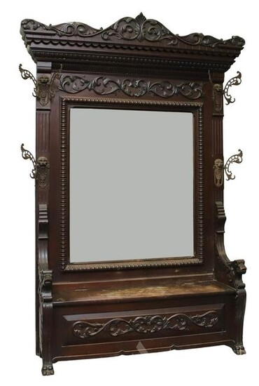 Victorian Carved Mahogany Hall Stand