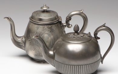 Victorian James Deakin & Sons Silver Plate Teapot with Other Metal Teapot