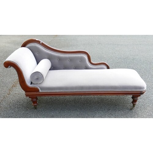 Victorian Mahogany reupholstered Chaise Lounge
