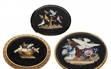 Victorian Micromosaic, Gold Brooches Stones: gl