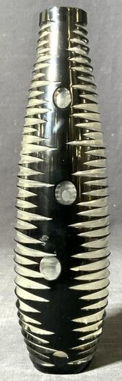 Vintage Art Deco Black Cut Glass Vessel