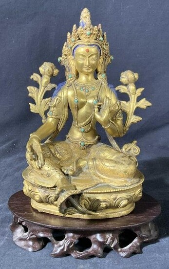 Vintage Brass Nepalese Tara Statue