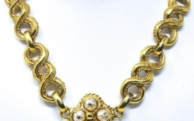 Vintage C 1990s Antigony Paris Gilt Metal Necklace