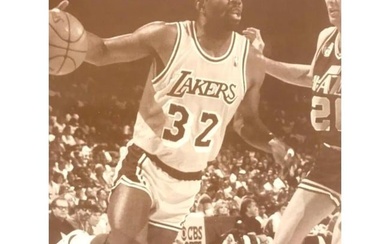Vintage LA Lakers Basketball, Magic Johnson Photo Print