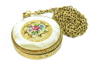 Vintage Locket Necklace Pendant w Micro Mosaic