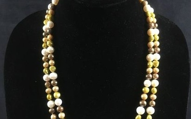 Vintage Multicolored Single Strand Pearl Necklace