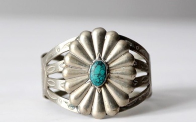 Vintage Silver And Turquoise Cuff