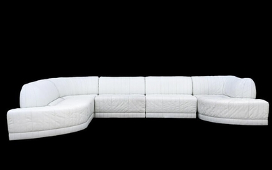 Vintage White Leather Roche Bobois Sectional Sofa