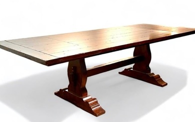 Walnut Trestle Dining Table, Modern