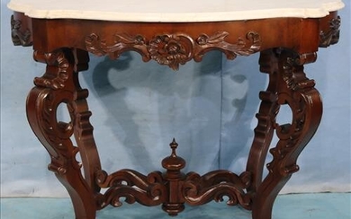Walnut rococo oval carved center parlor table