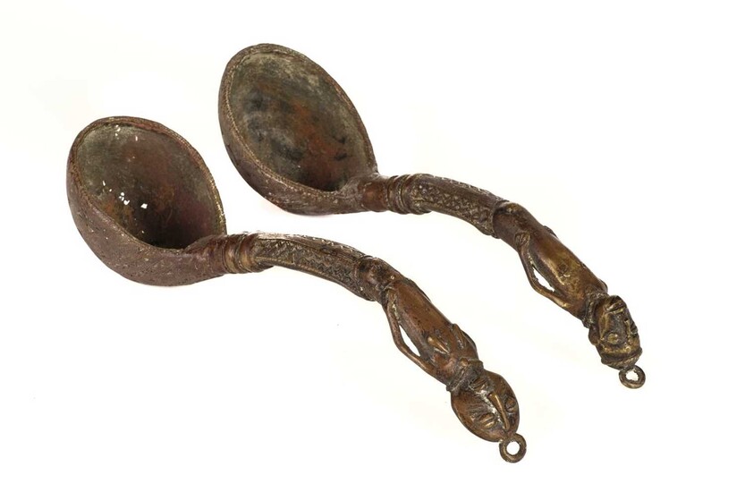 West Africa. A pair of brass ceremonial ladles