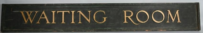 Wooden RR Waiting Room Sign