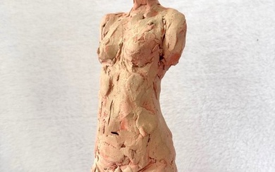 Yvonne Ide (1931) - Magnifique terre cuite Art Brut torse femme nue