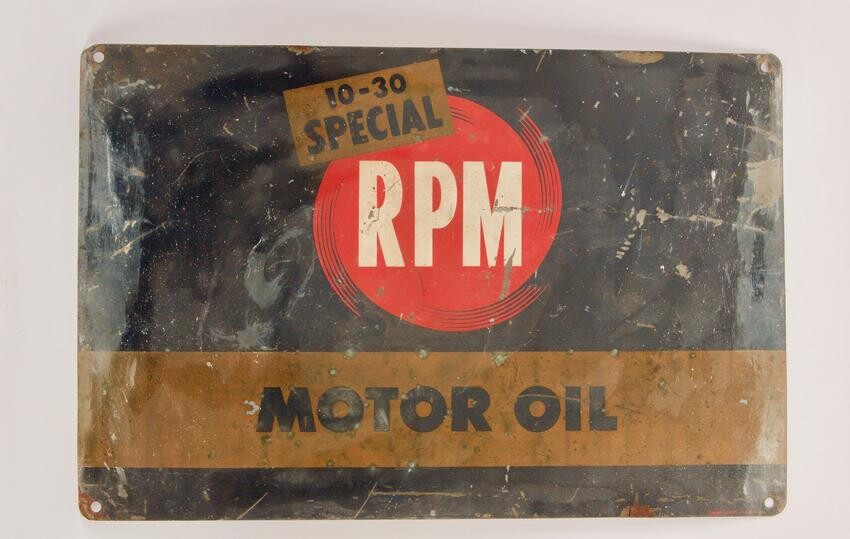 c1930-1940s RPM Motor Oil Signage