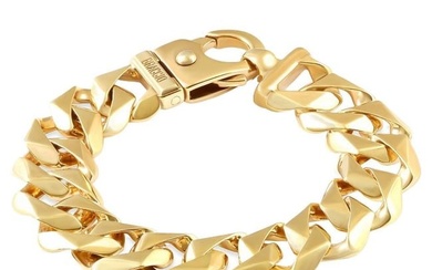 mens Solid 14k Yellow Gold 65 Gram Curb Link Heavy Masculine Bracelet