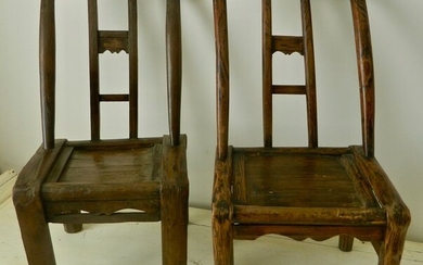 pair of chairs (2) - bamboo / elm - China - Mid 19th century