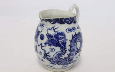 small 19th century blue & white porcelain pitcher